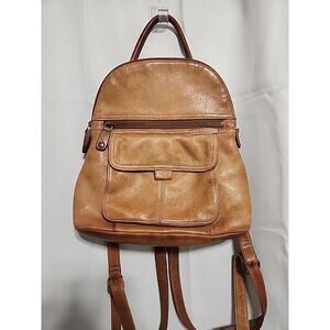 Fossil Mini Saddle Brown Leather Backpack Great Patina On Leather